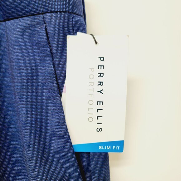 Perry Ellis Mens Portfolio Navy Slim Fit Dress Pants Size 38x30 New - Picture 3 of 14